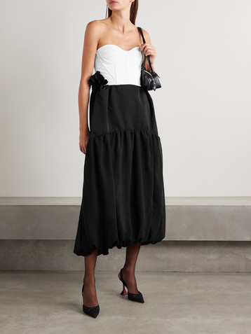 Kika Vargas Glenn strapless appliquéd twill midi dress