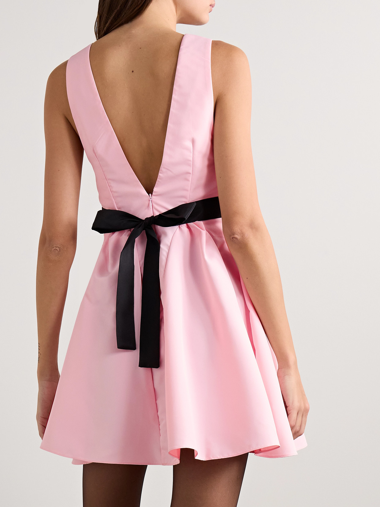 KIKA VARGAS CHARLIZE BOW-EMBELLISHED WOVEN MINI DRESS