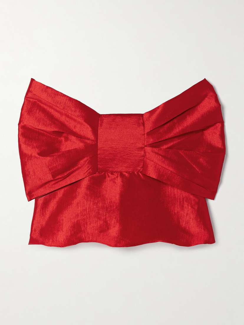 Kika Vargas Faye Strapless Bow-embellished Taffeta Top