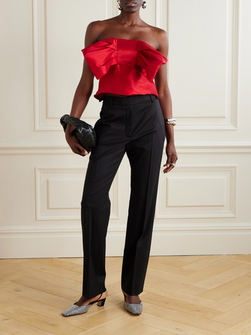 Kika Vargas Faye strapless bow-embellished taffeta top