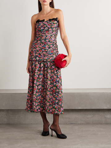 Kika Vargas Viola lace-trimmed floral-print chiffon midi dress