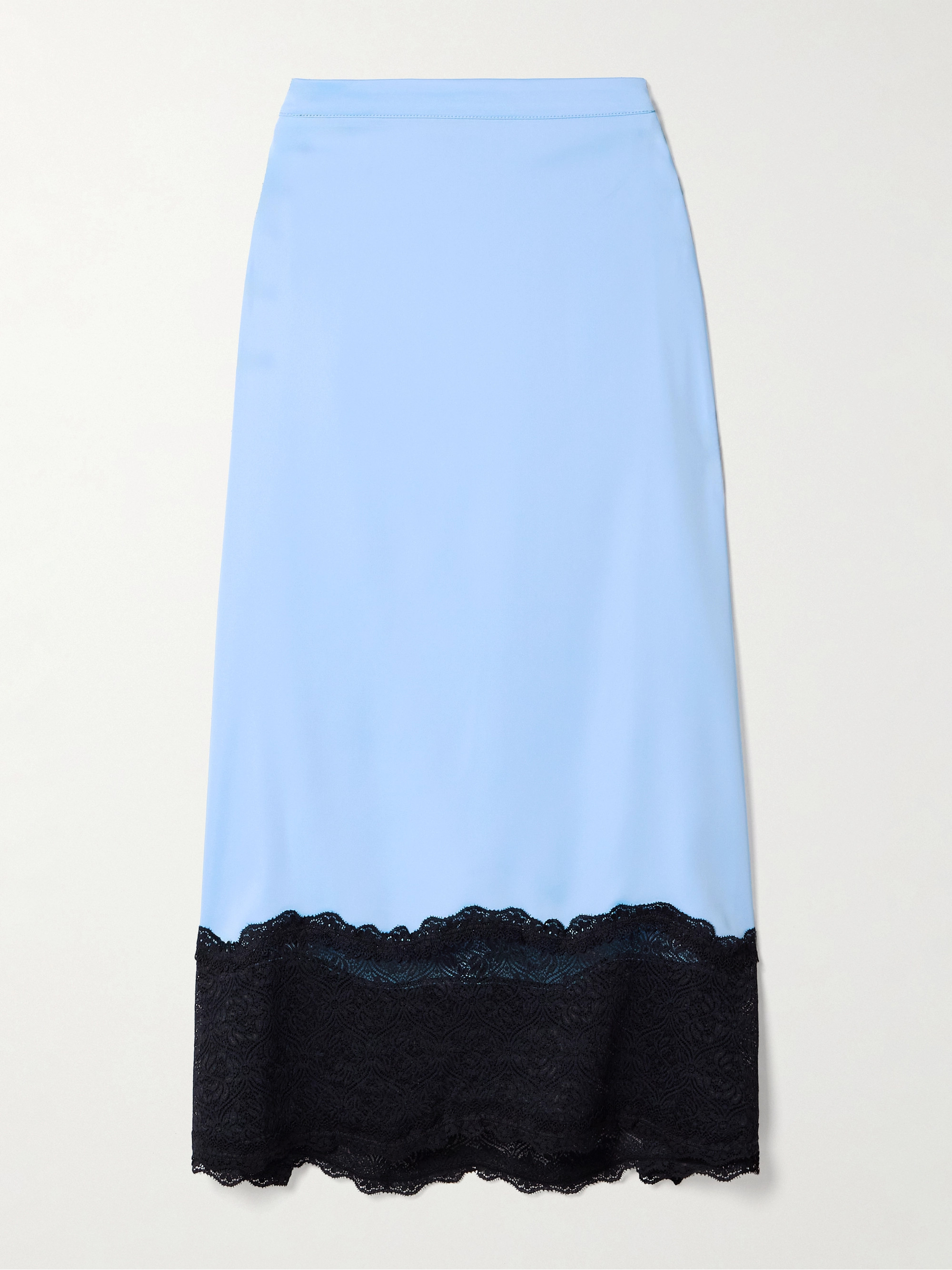 Kika Vargas Shonda lace-trimmed satin midi skirt thumbnail