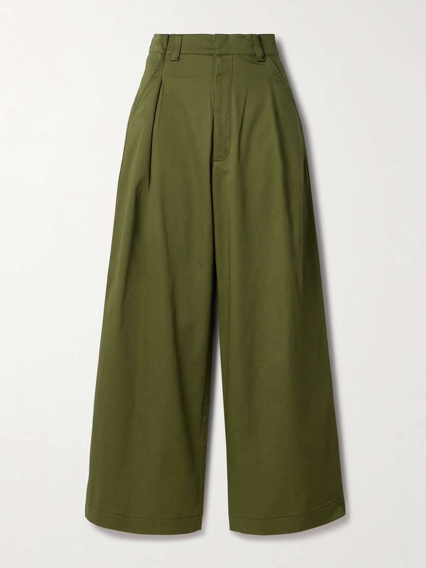 Kika Vargas Olympe Pleated Cotton-blend Wide-leg Pants