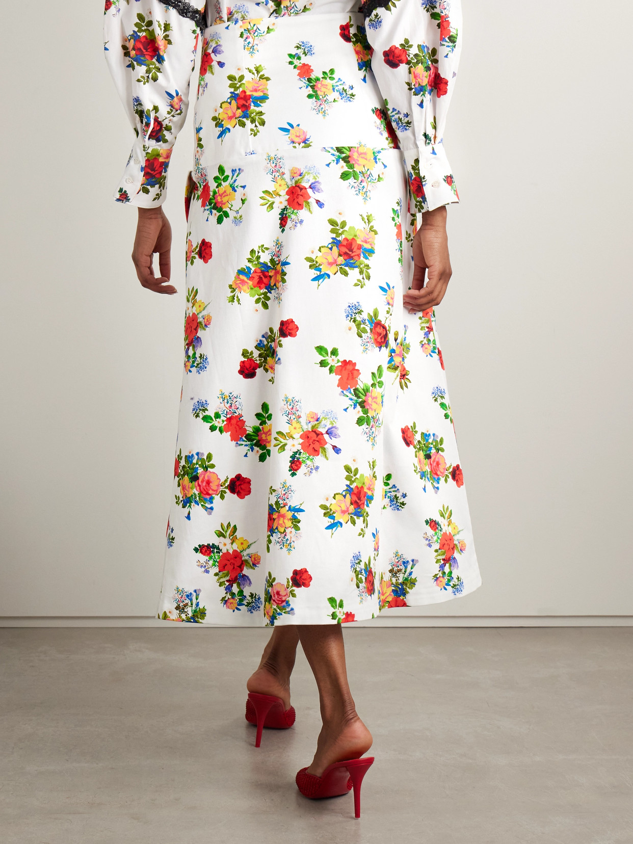 Kika Vargas Maysie Wrap-effect Floral-print Cotton-blend Poplin Maxi Skirt In Multi