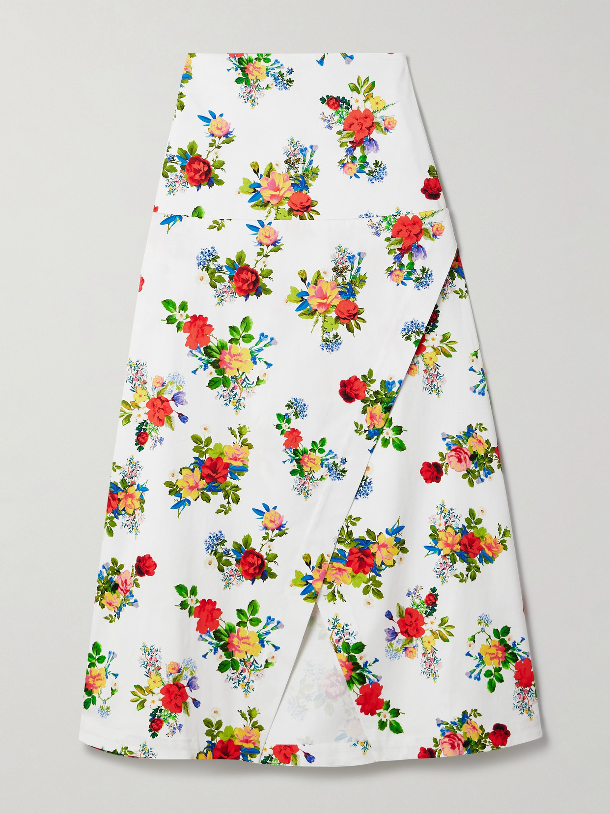 Kika Vargas Maysie Wrap-effect Floral-print Cotton-blend Poplin Maxi Skirt In Multi