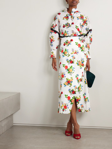 Kika Vargas Maysie wrap-effect floral-print cotton-blend poplin maxi skirt