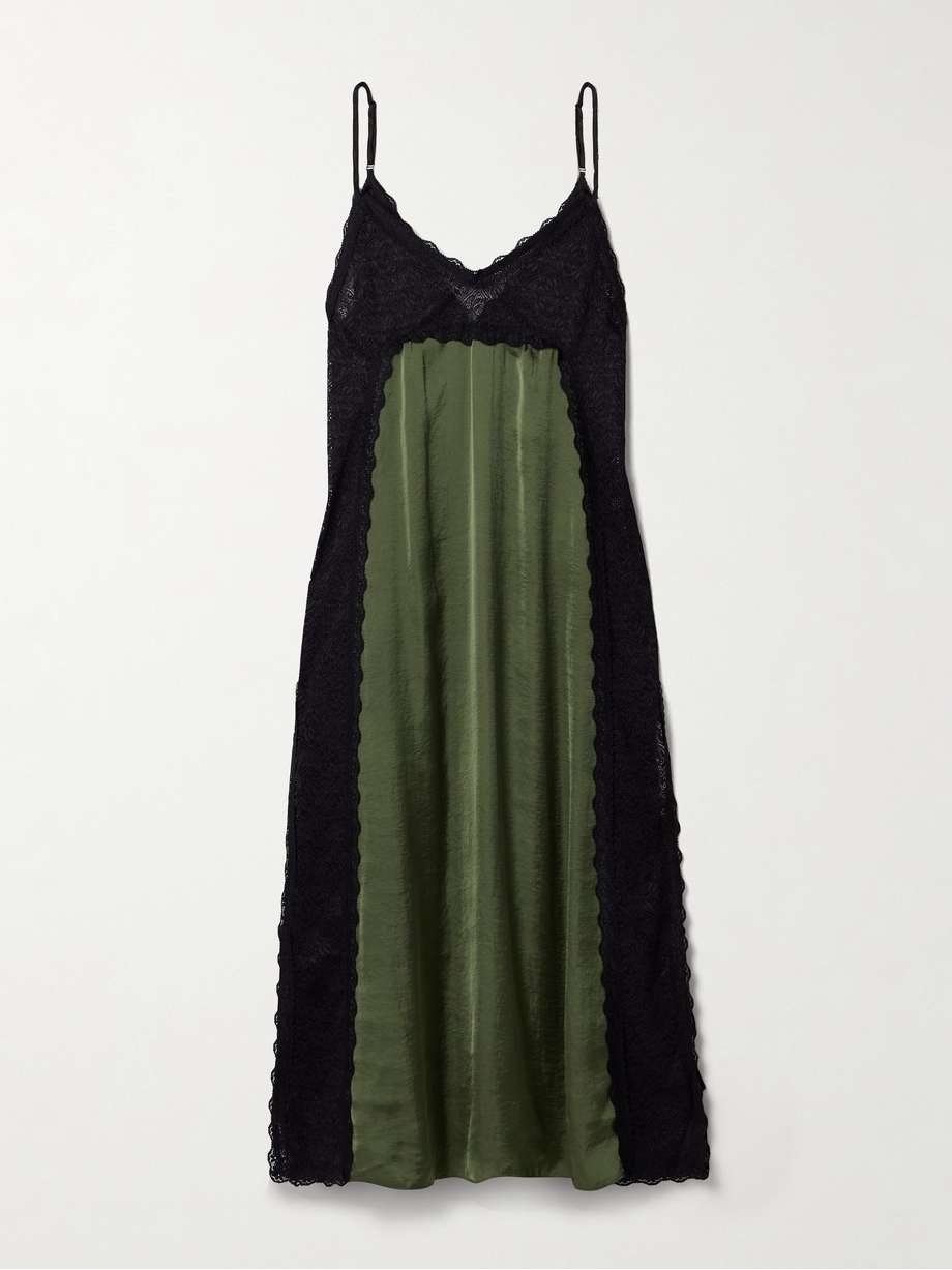 somaly tie-detailed guipure lace and silk-satin midi dress