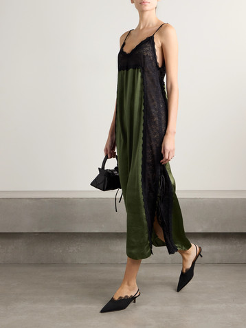 Kika Vargas Somaly tie-detailed guipure lace and silk-satin midi dress