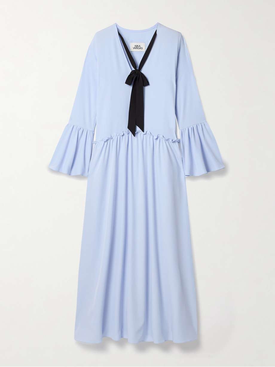 geral tie-detailed gathered satin maxi dress