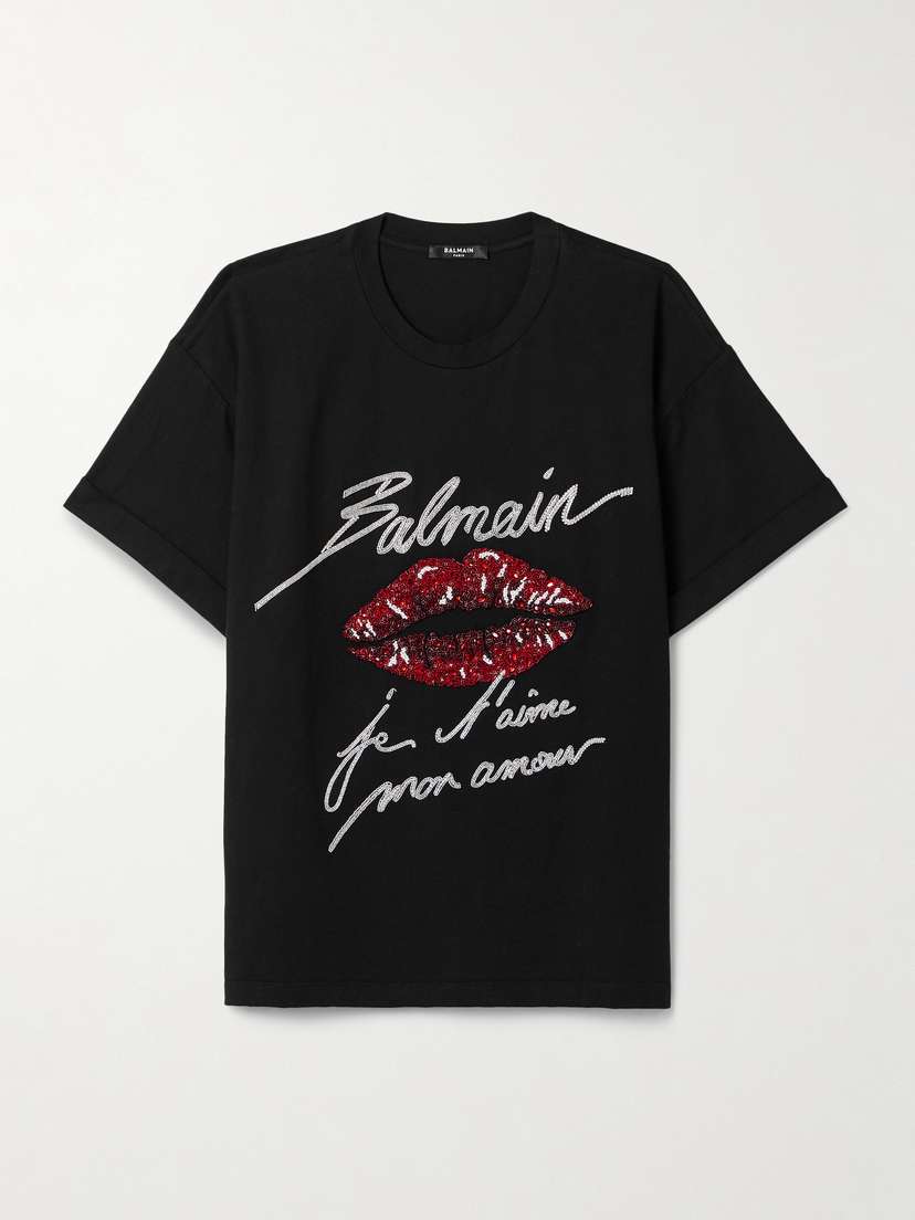 Balmain Embellished Cotton-jersey T-shirt