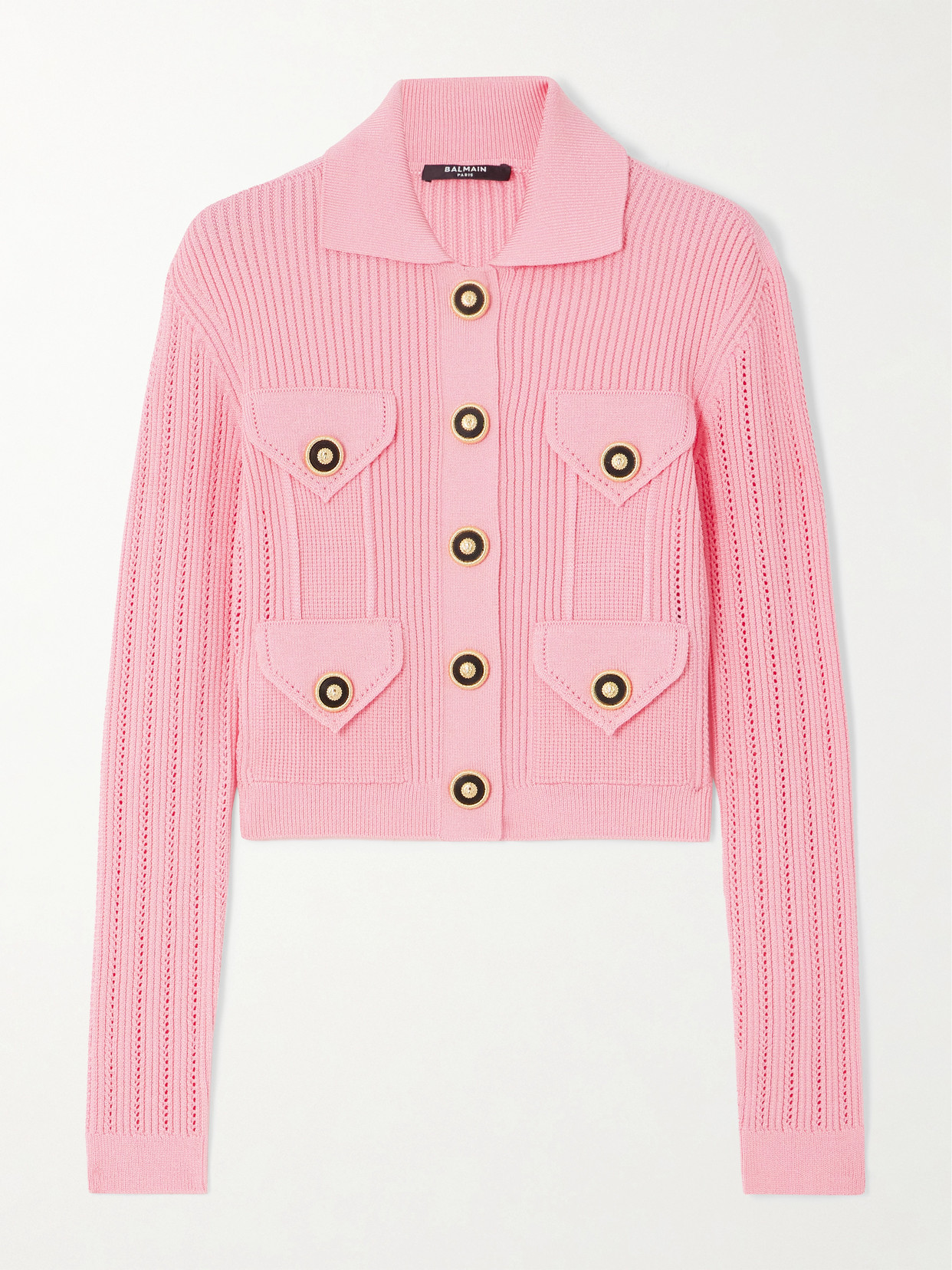 Balmain - Ribbed-knit Cardigan - Pink