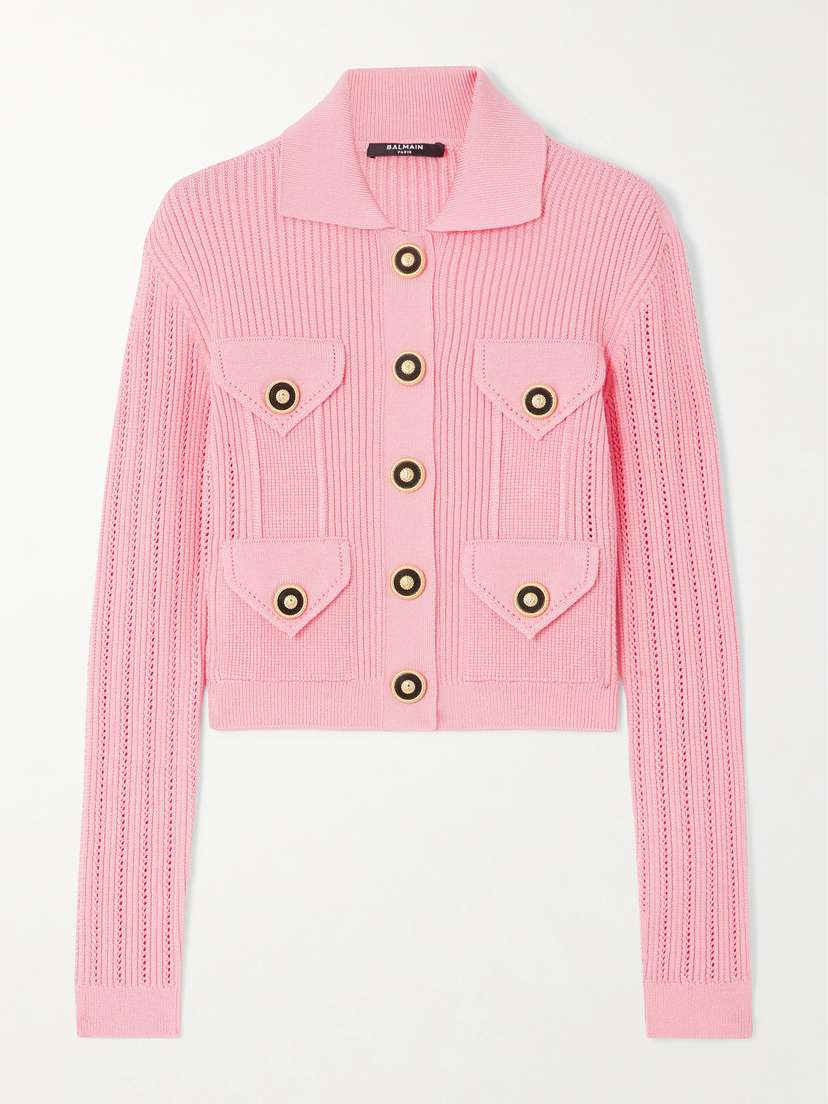 Balmain Ribbed-knit Cardigan