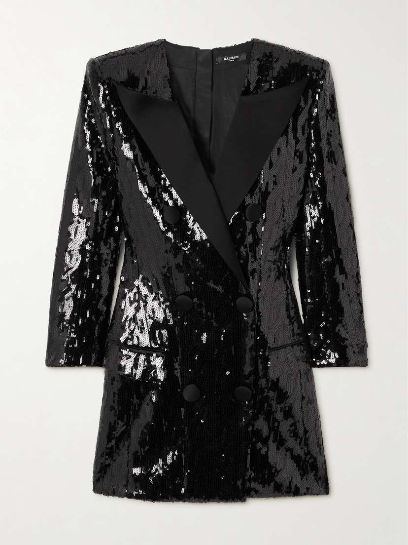 Balmain Double-breasted Sequined Crepe Mini Dress