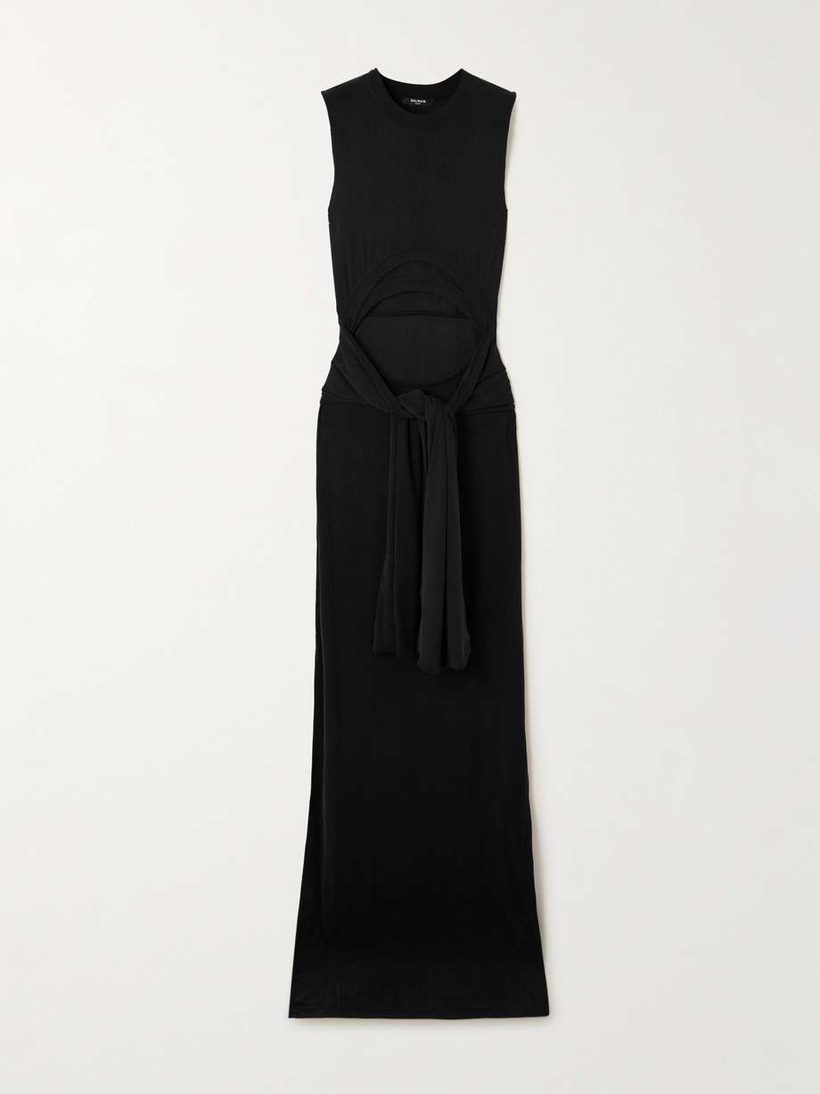 cutout ribbed-jersey maxi dress