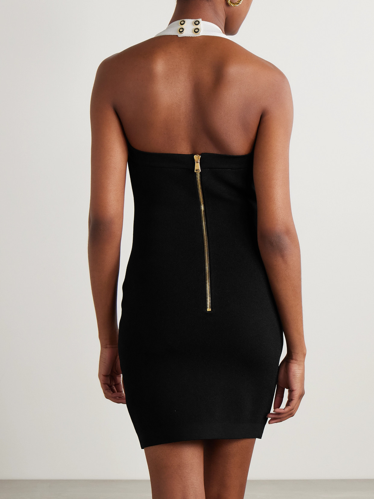Balmain Two-tone Dress With Open Back In Black