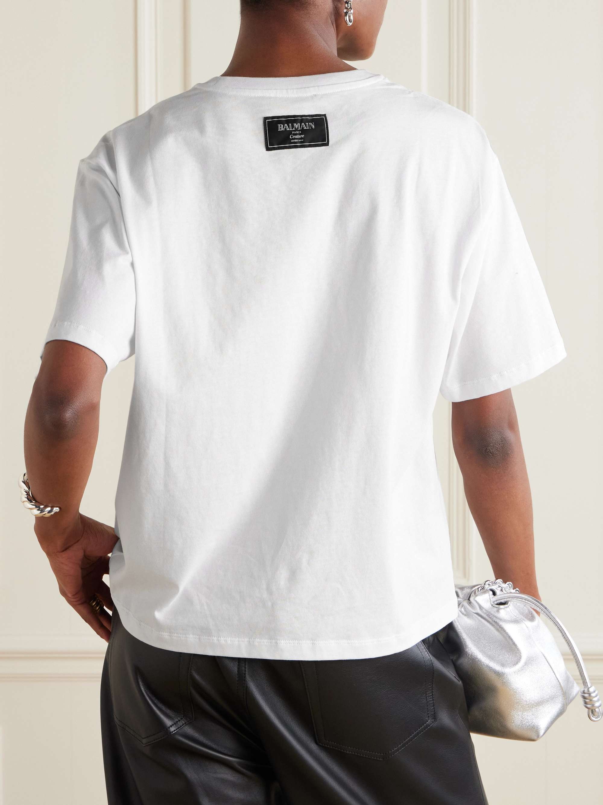 BALMAIN Printed cotton jersey t shirt NET A PORTER