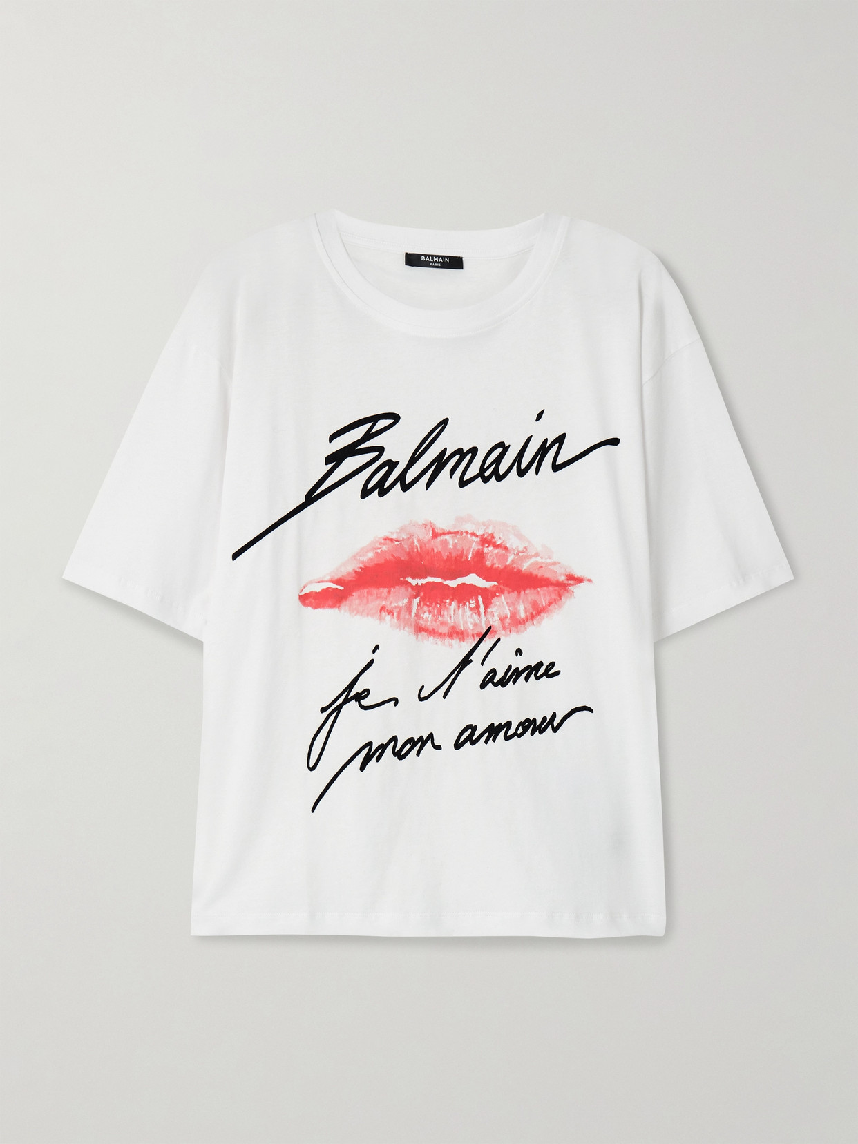 Balmain Graphic Kiss Print T-shirt With Relaxed Fit In White