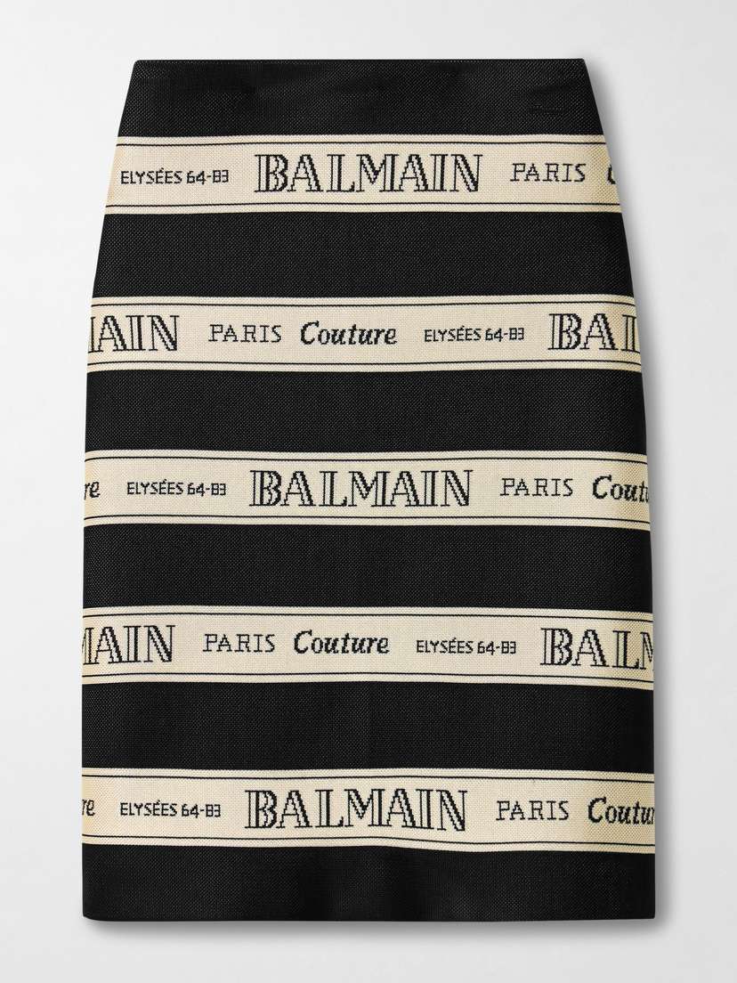 Balmain Canvas-jacquard Midi Skirt