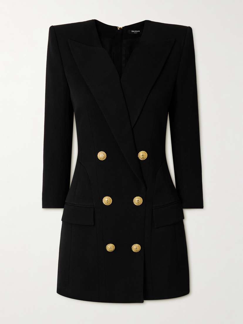 Balmain Button-embellished Cotton-twill Mini Dress