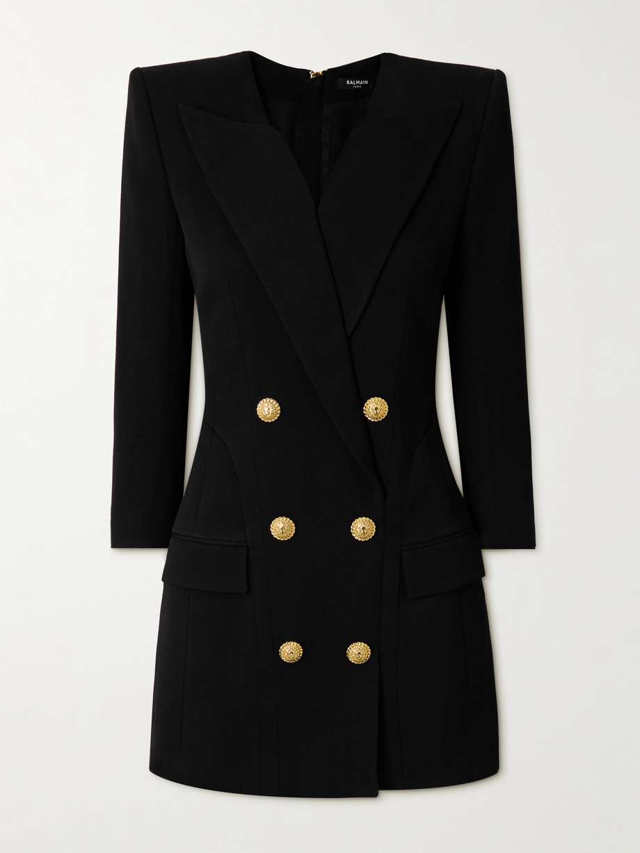 button-embellished cotton-twill mini dress