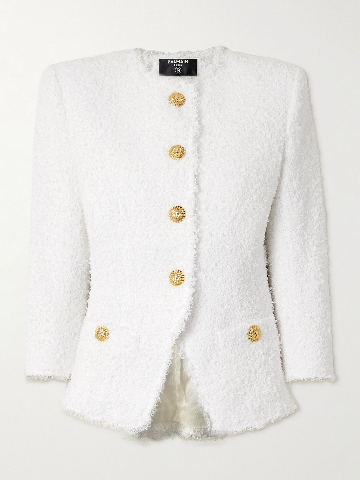Balmain White Structured Blazer With Buttons And Pockets In White