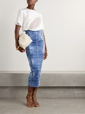 Balmain Trompe-l'œil printed knitted midi skirt