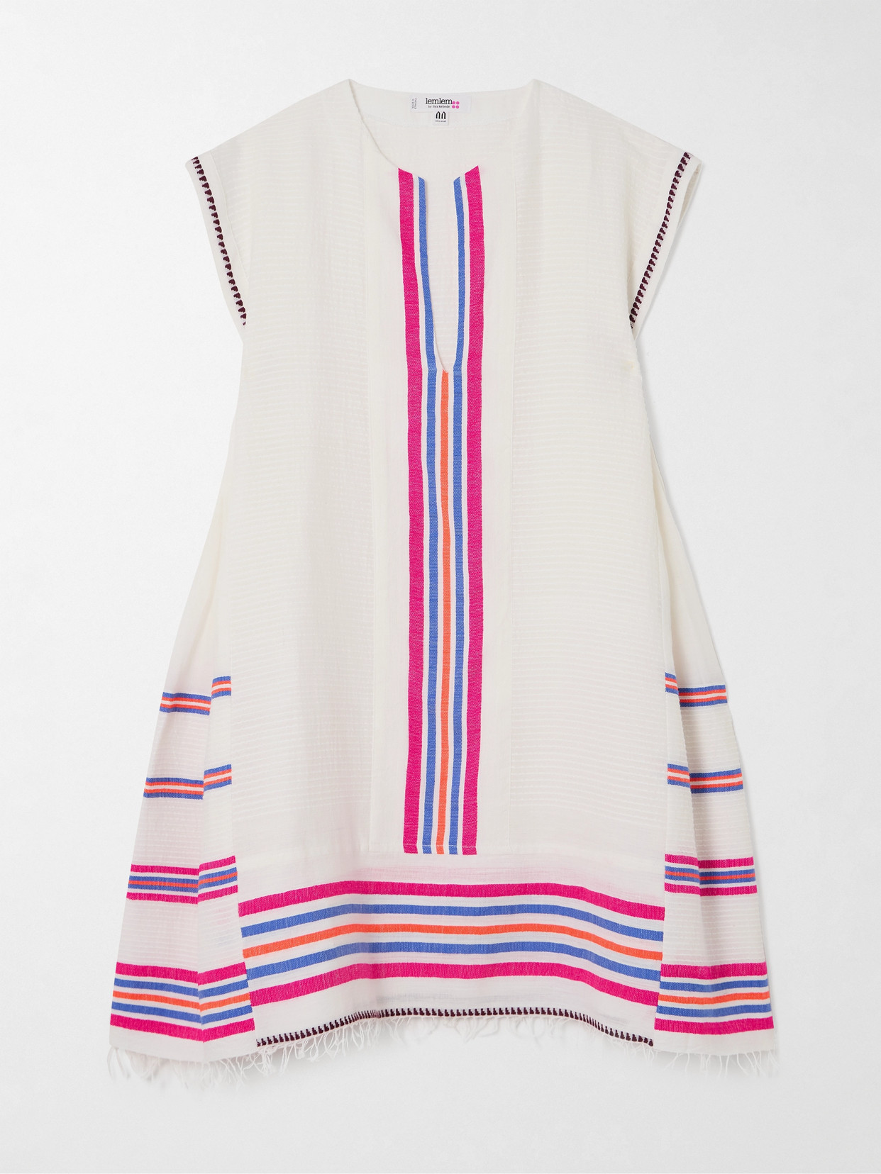 Lemlem Elina Fringed Striped Cotton-blend Kaftan In Pink