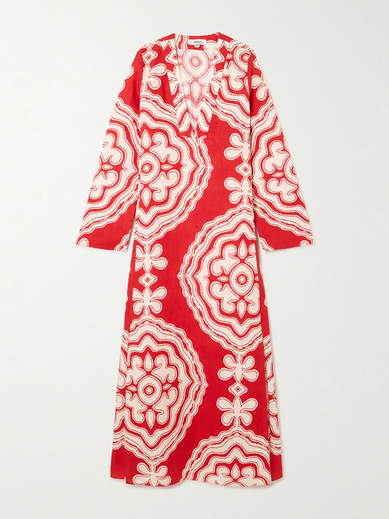 Lemlem Theodora Printed Linen Maxi Dress In Red