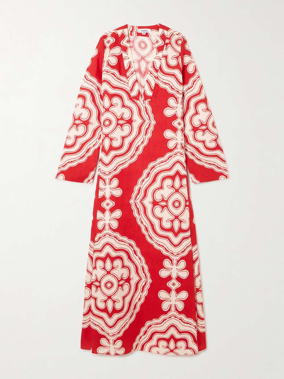 theodora printed linen maxi dress