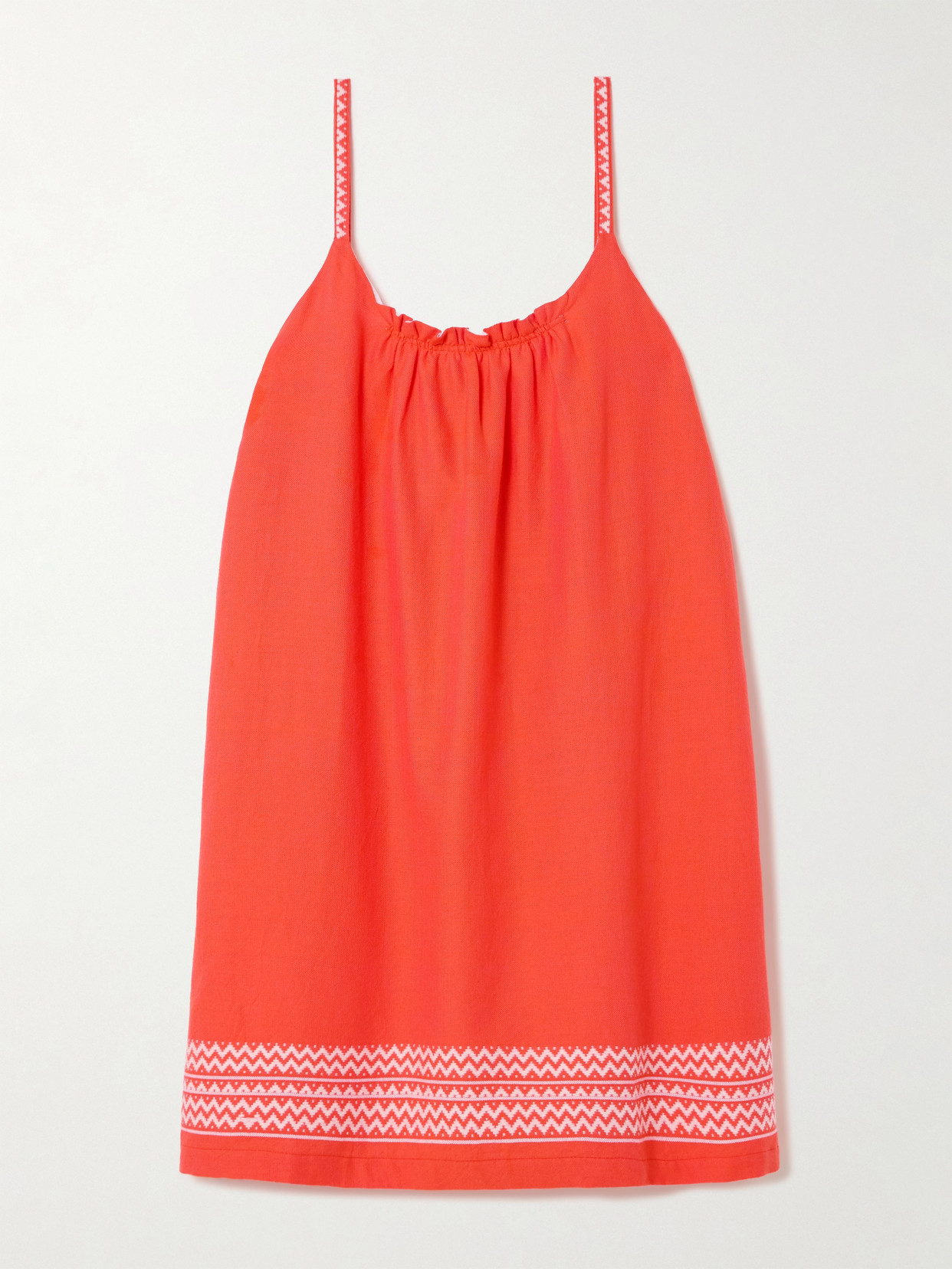 Lemlem Zina Embroidered Cotton Mini Dress In Red