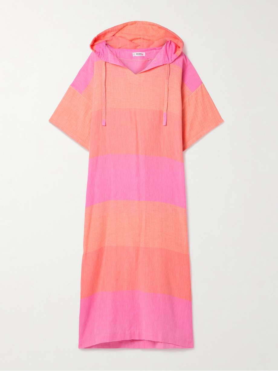 beritu hooded striped cotton coverup