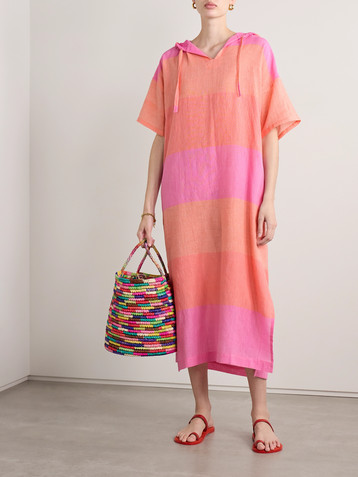 Lemlem Beritu hooded striped cotton coverup