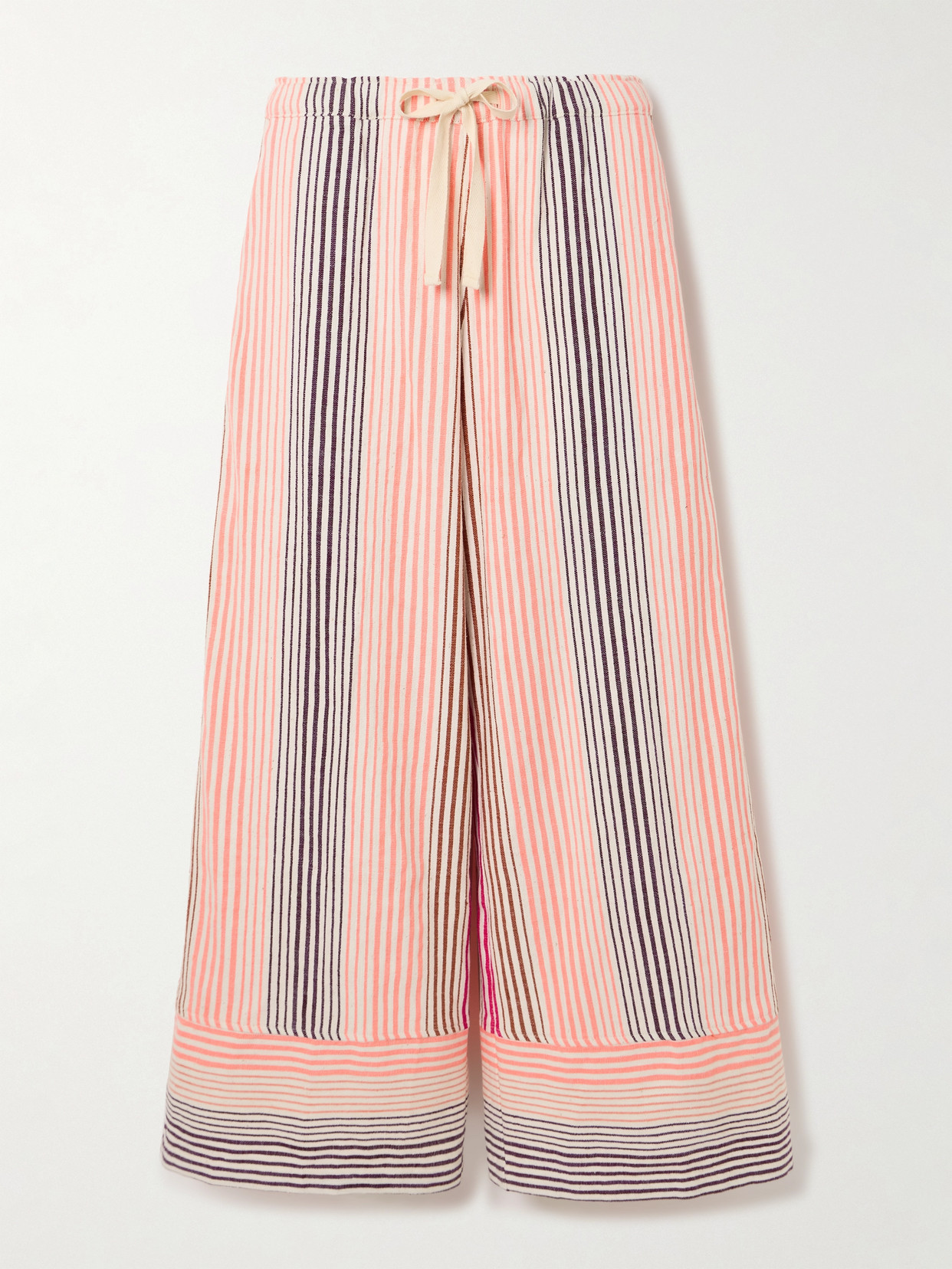 Lemlem Desta Striped Cotton-blend Wide-leg Pants In Purple