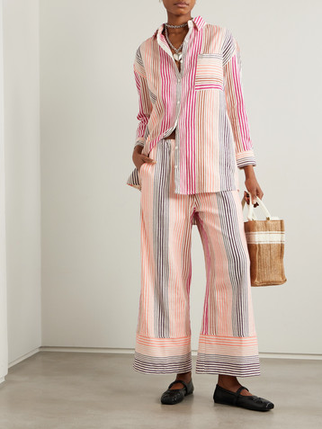 Lemlem Desta striped cotton-blend wide-leg pants