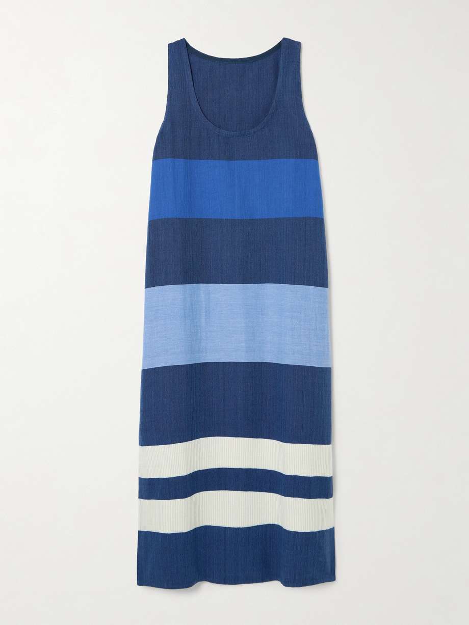 lilian striped cotton midi dress