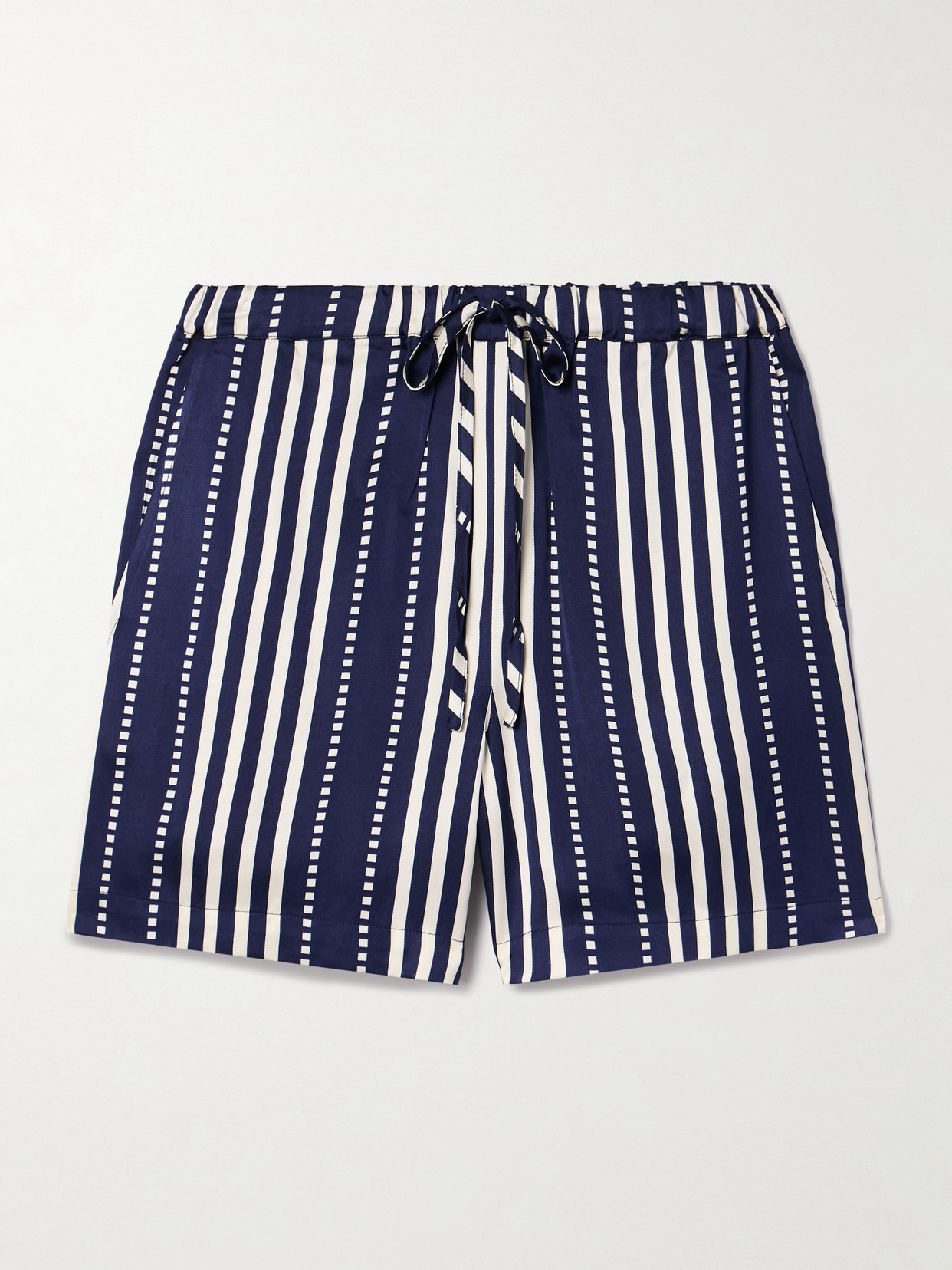 Lemlem Safia Striped Satin Shorts In Blue