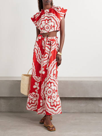 Lemlem Muna cropped printed linen top