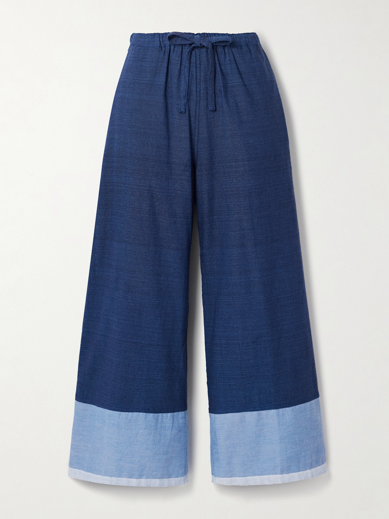 Lemlem Desta Color-block Cotton Wide-leg Pants In Blue