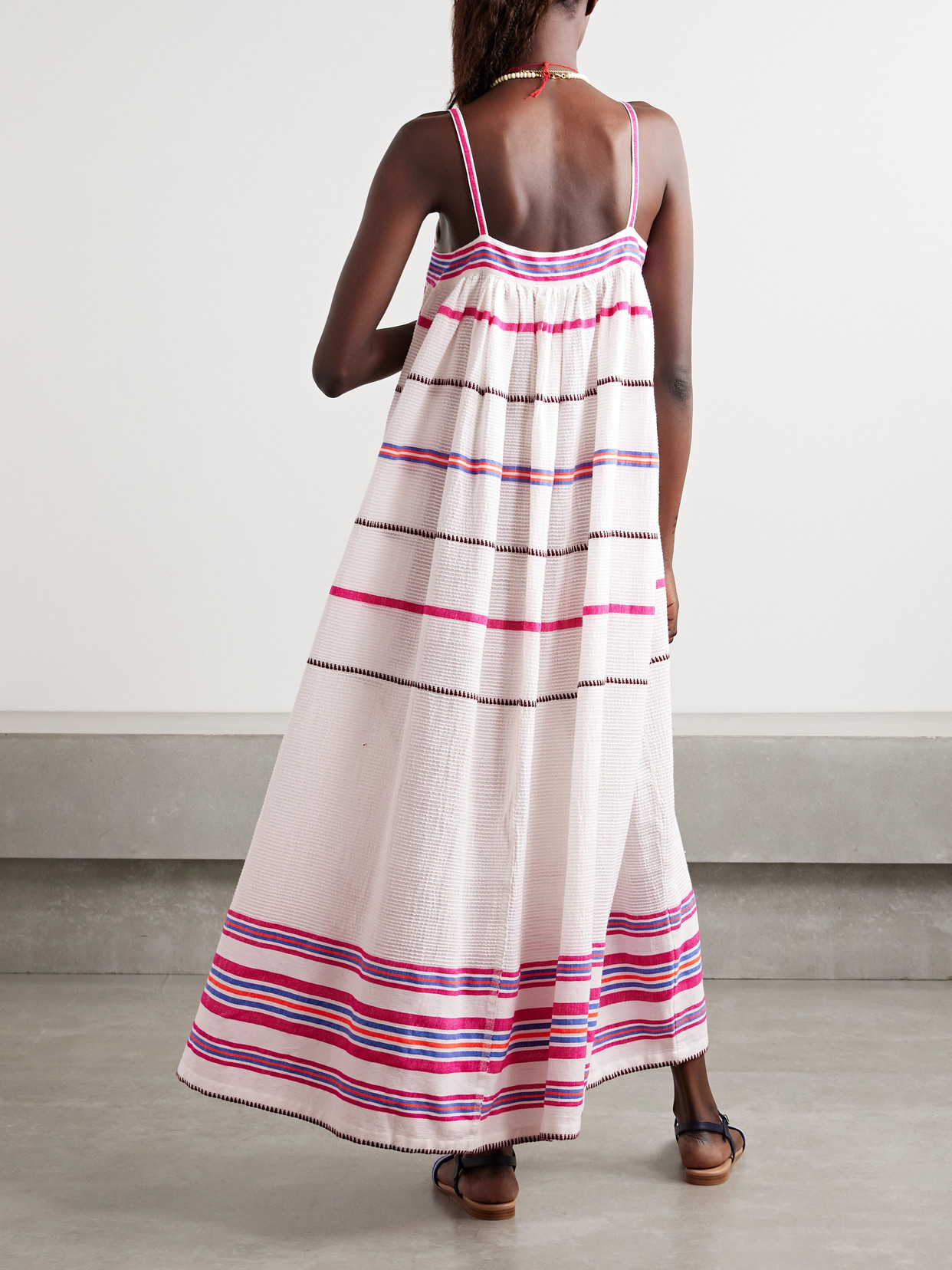 Lemlem Eda Slip Maxi Dress In Zelele Orchid Stripe In Pink