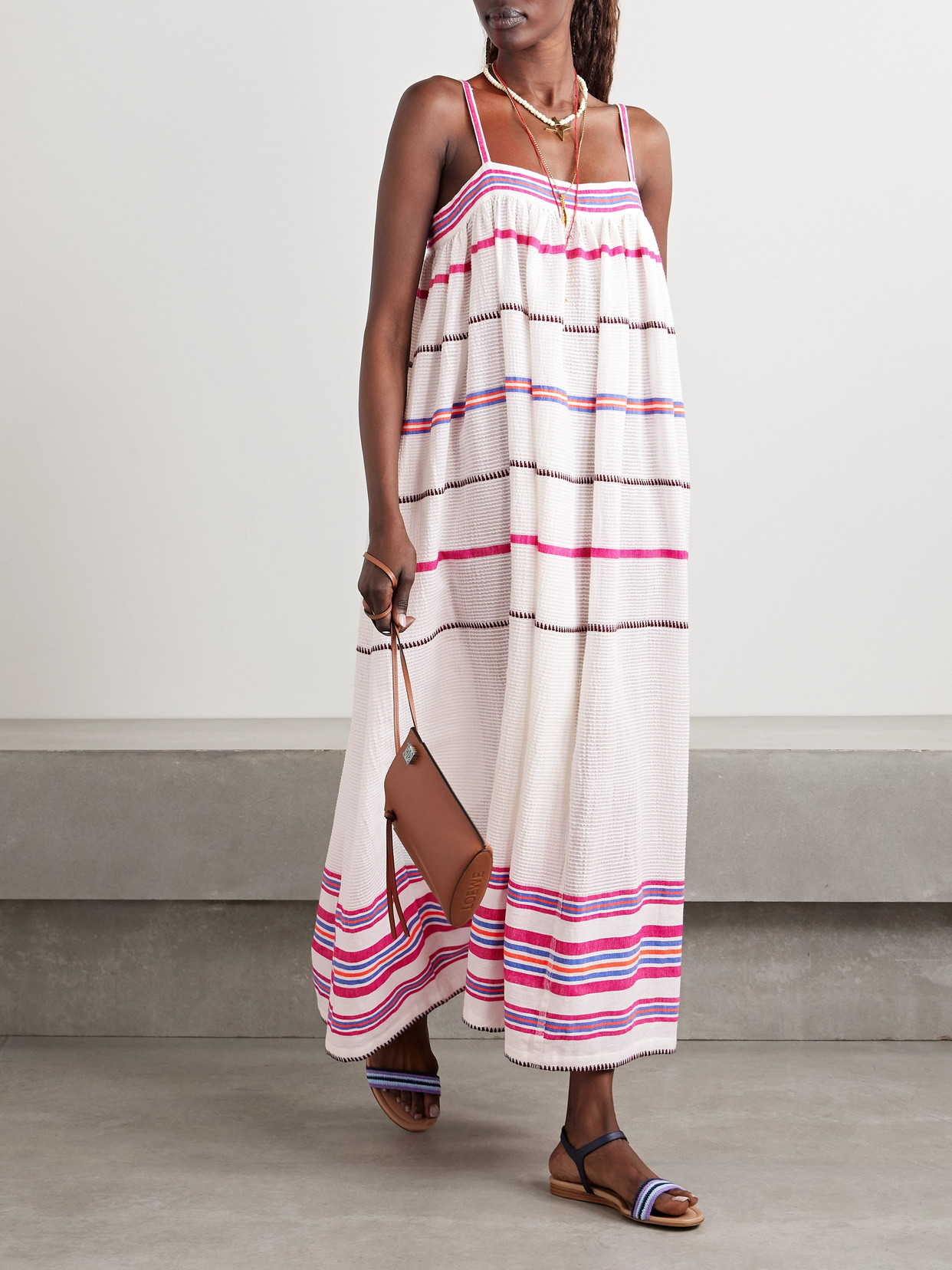 Lemlem Eda Slip Maxi Dress In Zelele Orchid Stripe In Pink