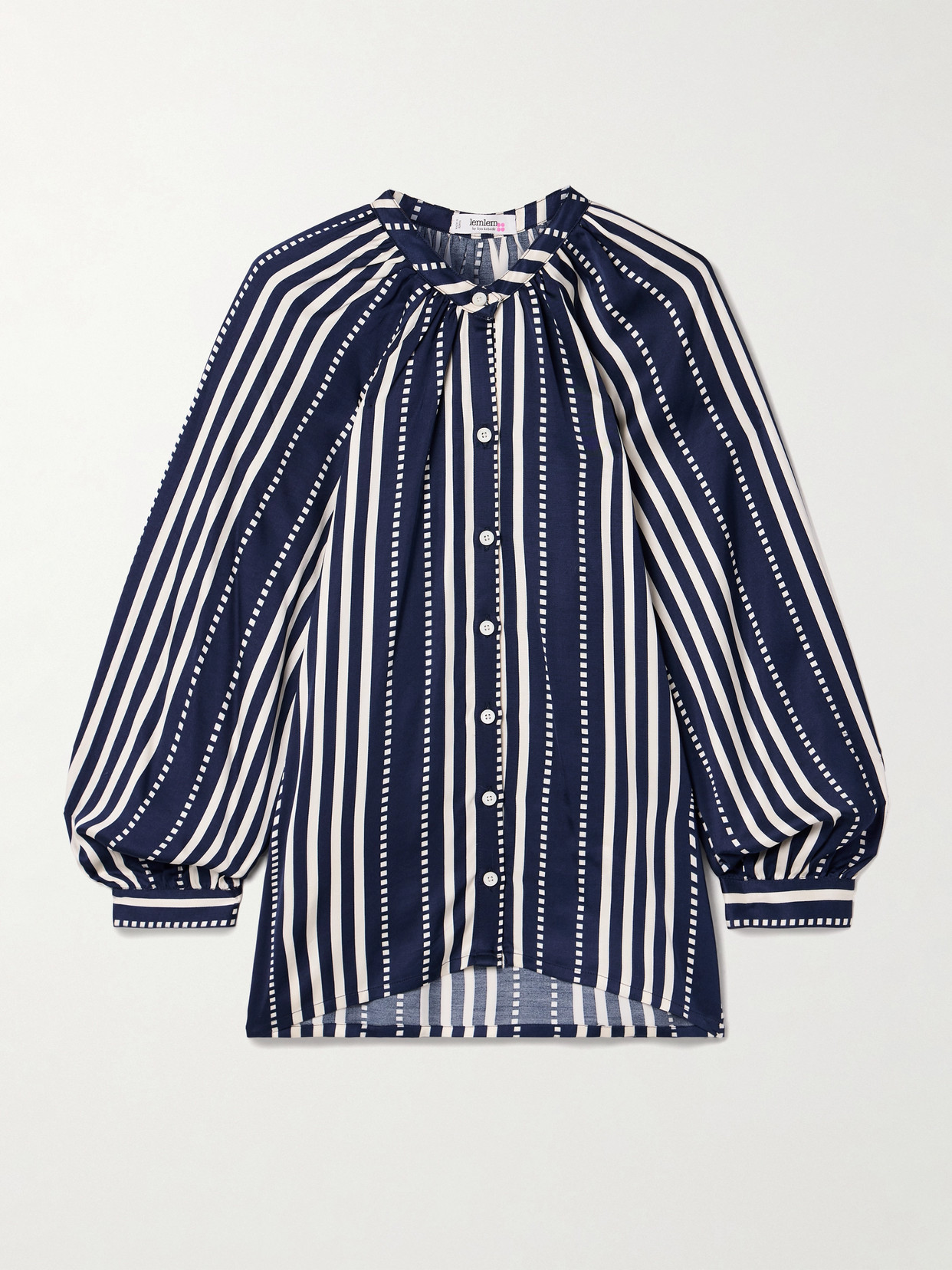 Lemlem Mita Striped Satin Blouse In Blue