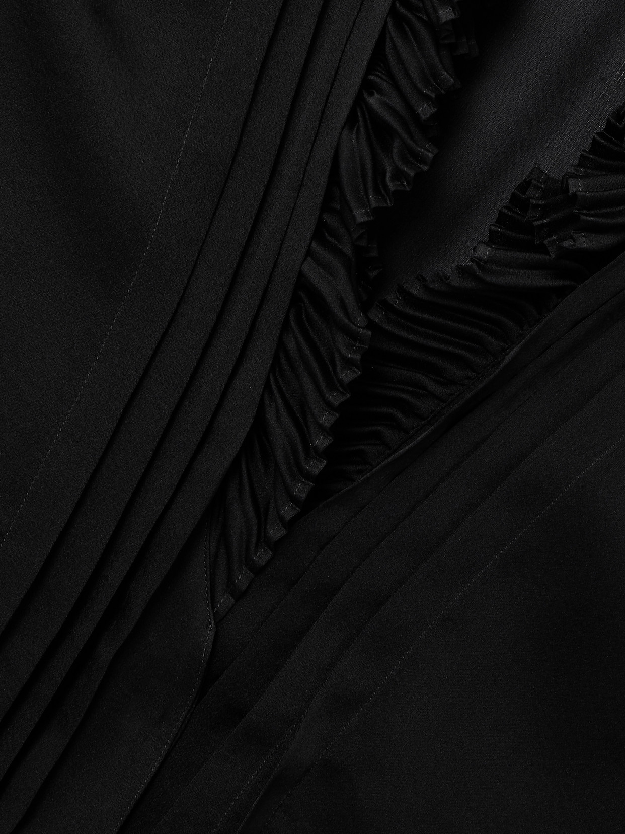 Ruffled Pintucked Silk-Georgette Blouse