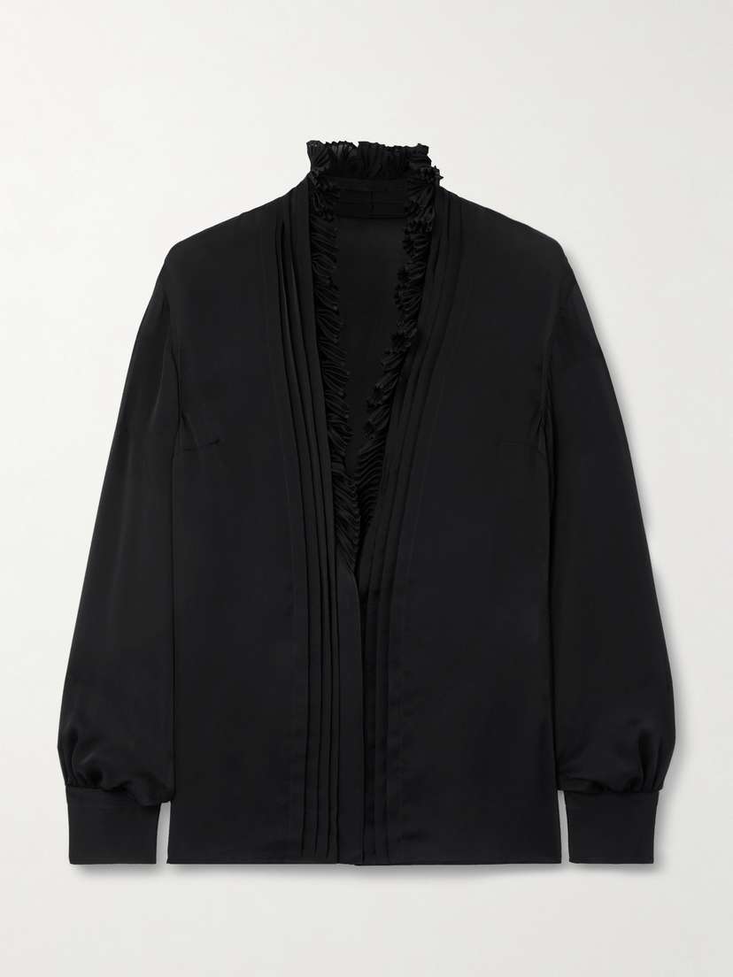 Tom Ford Ruffled Pintucked Silk-georgette Blouse