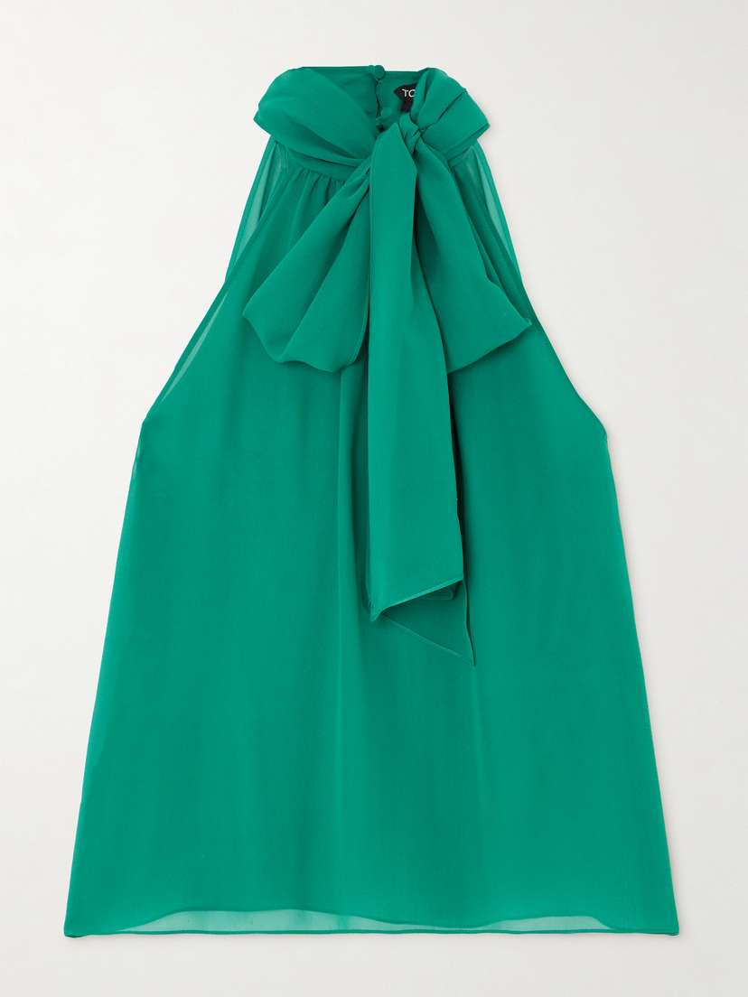 Tom Ford Pussy-bow Silk Crepe De Chine Top