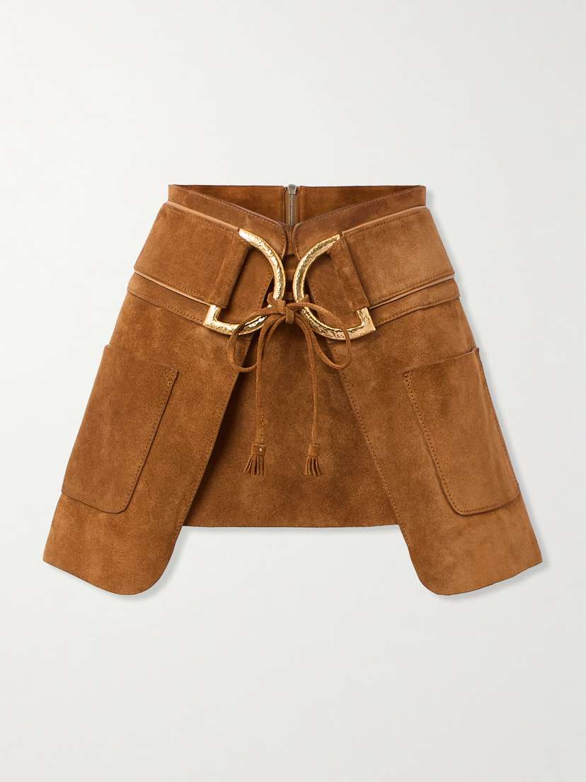 Tom Ford Belted Layered Suede Mini Skirt