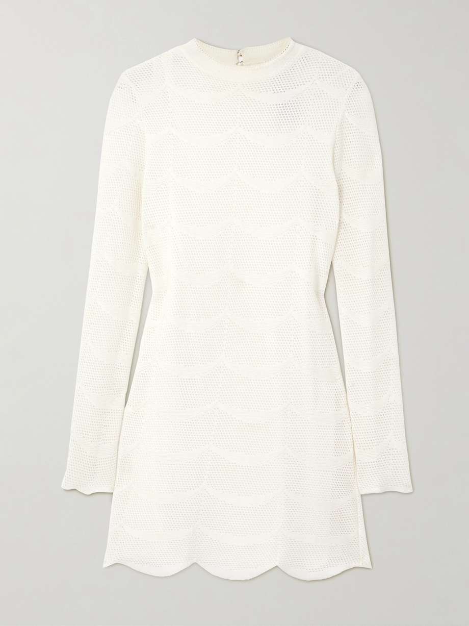 pointelle-knit cotton and silk-blend mini dress