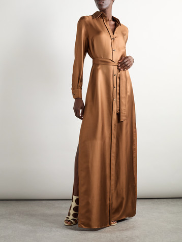 Tom Ford Belted silk-twill maxi shirt dress