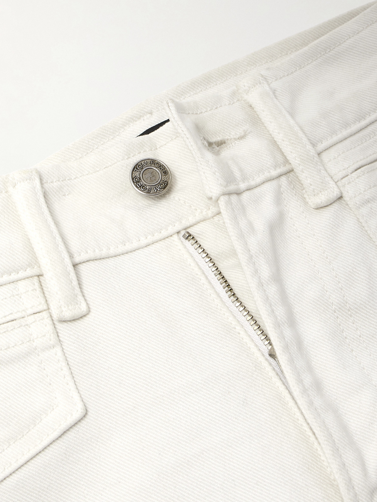 Tom Ford High Rise Stretch Denim Flared Jeans In White