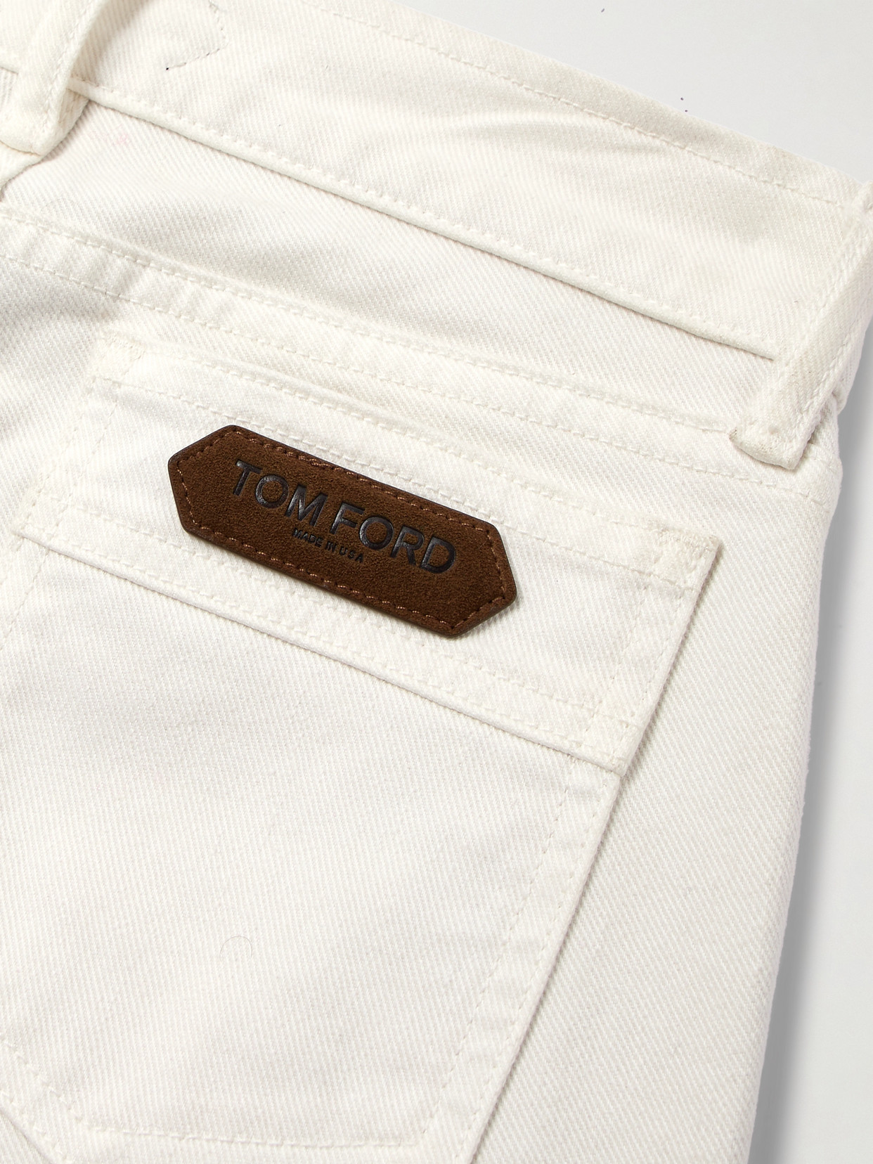 Tom Ford High Rise Stretch Denim Flared Jeans In White
