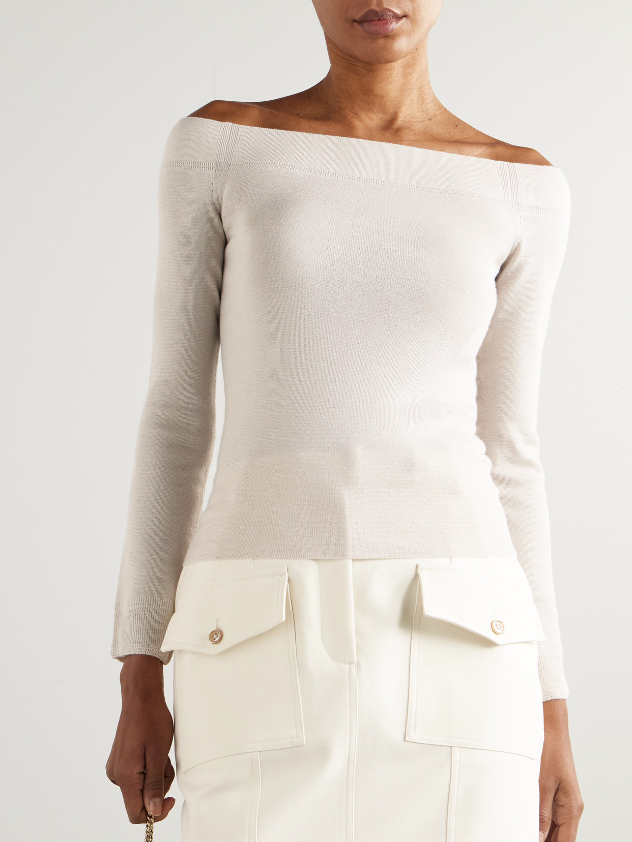Off-The-Shoulder Cashmere And Silk-Blend Top